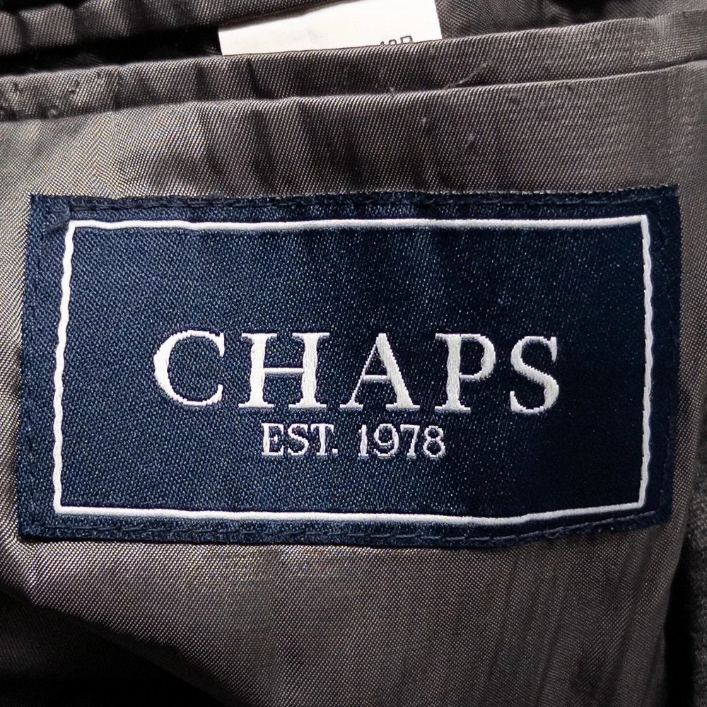 Chaps Mens Suit Jacket 48R Gray Wool Blazer Two Button Formal Career